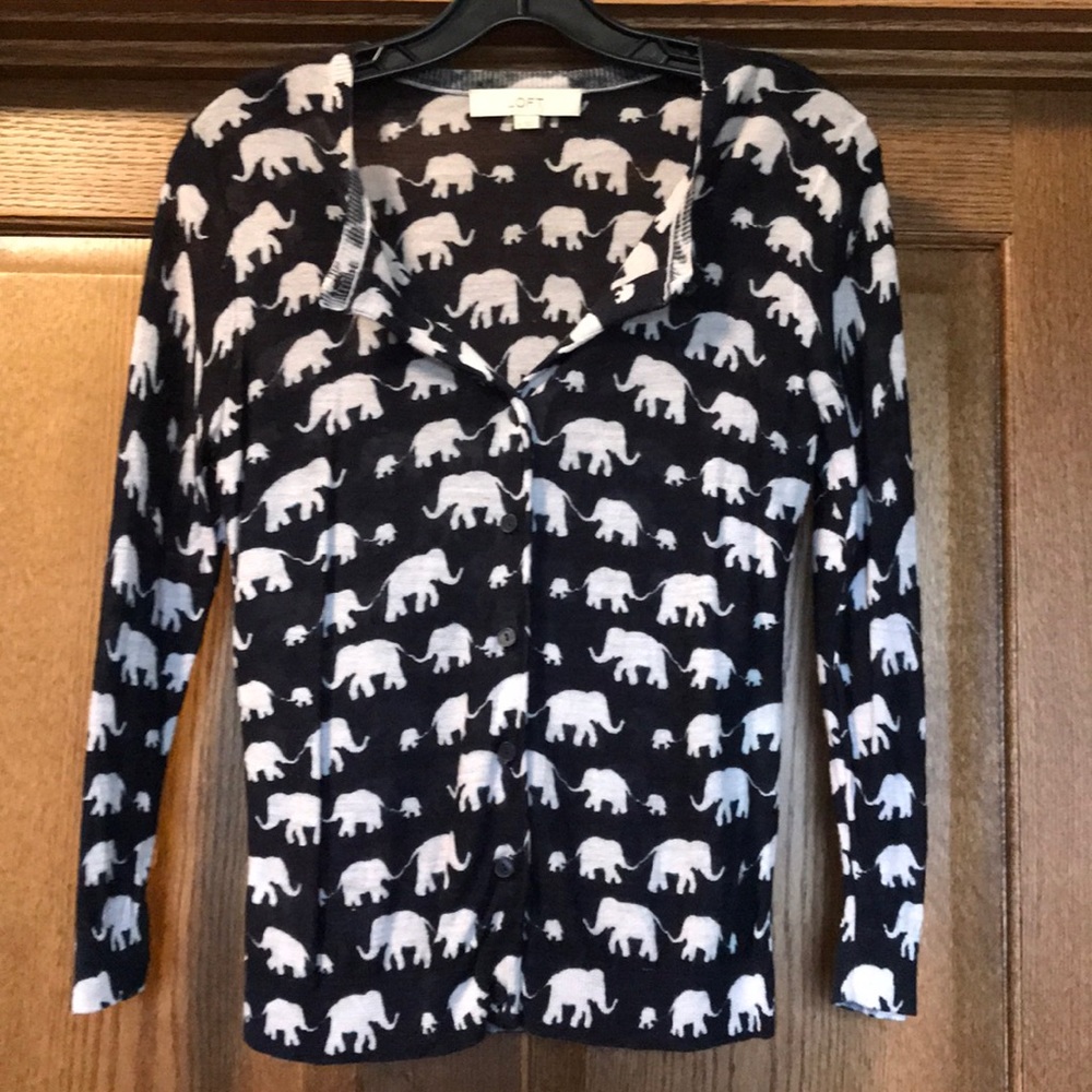 Navy blue and white elephant button down shirt